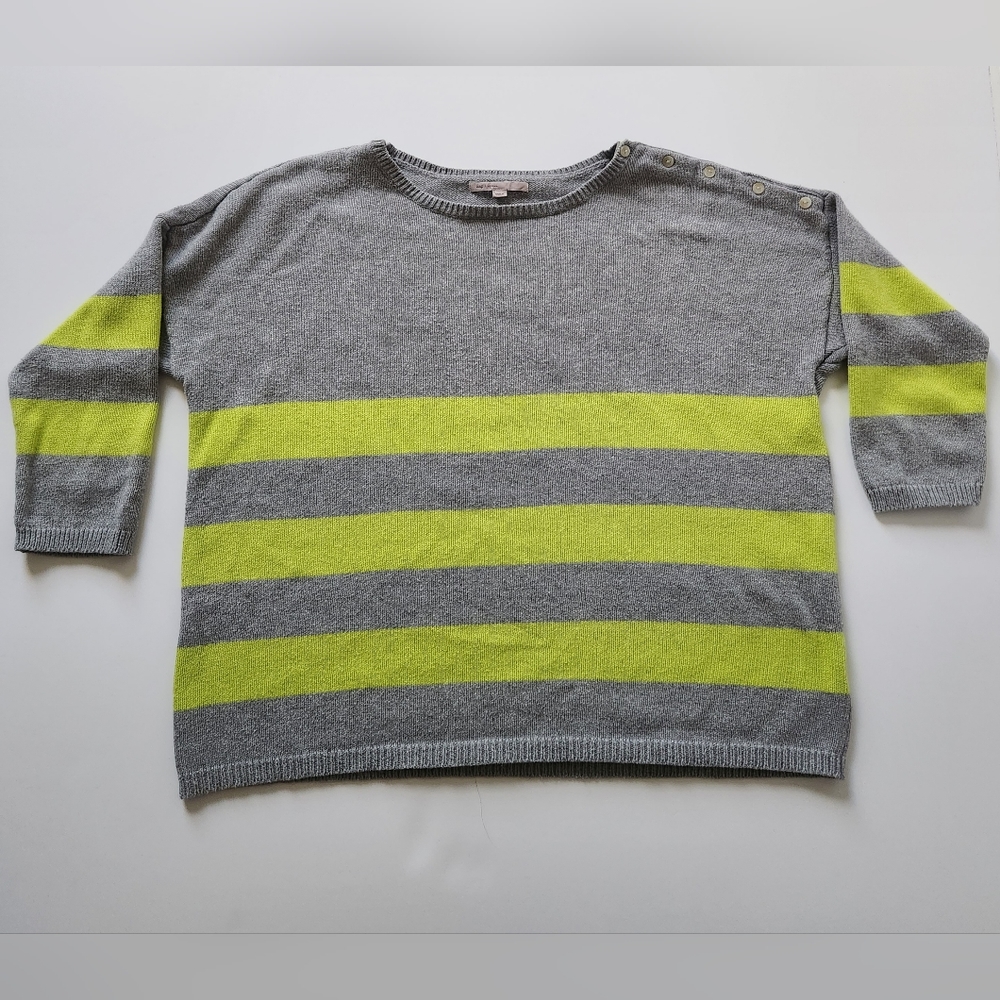 Grey Gap Sweater with Neon green Stripes size medium